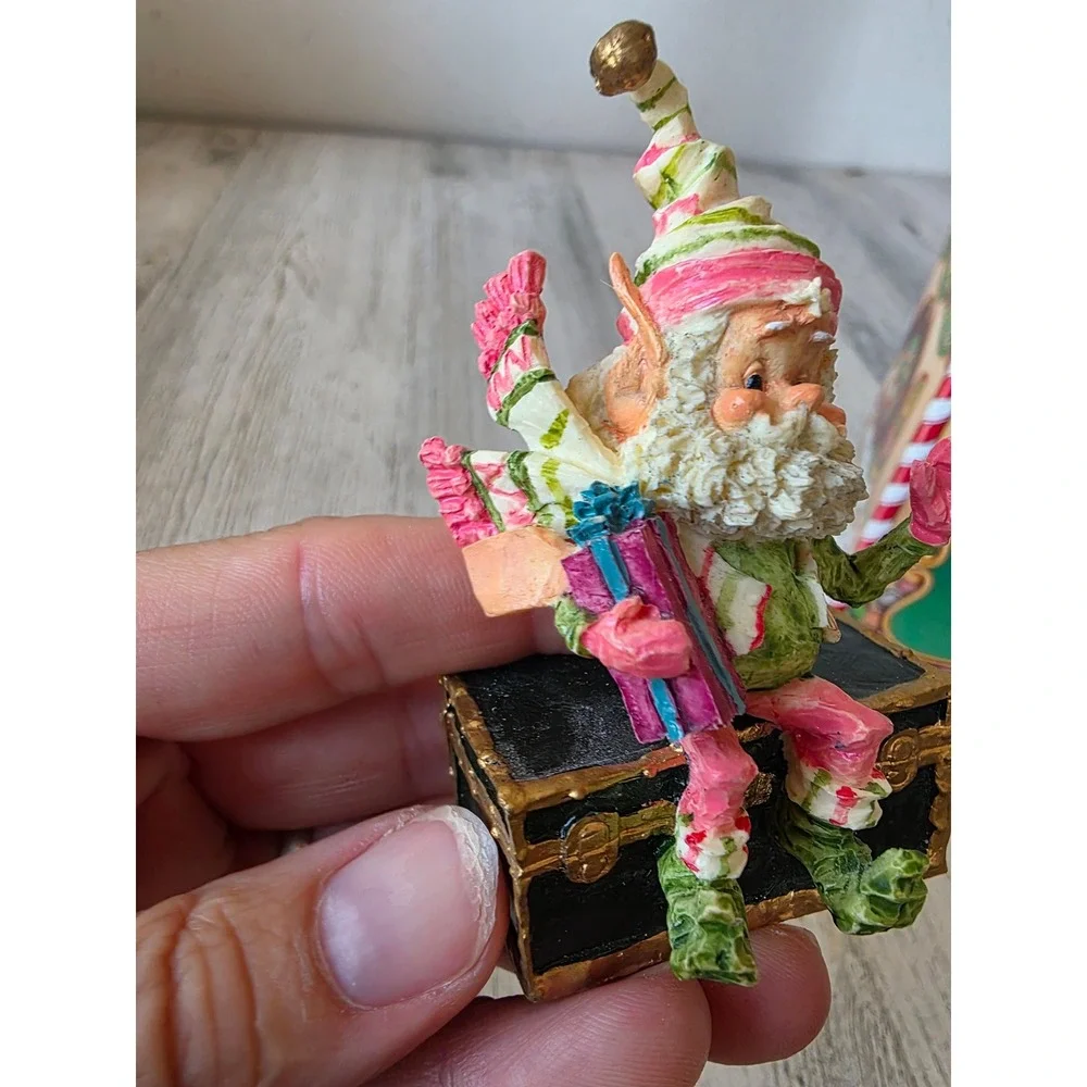 Enesco sandi ziminicki dapper elf North Pole village luggage presents Xmas